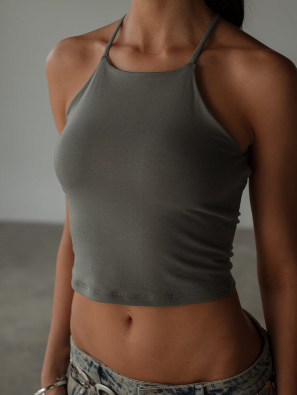 CROSS BACK MIDI TOP - GRAFITO GRAY
