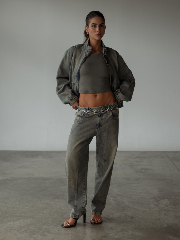 CROSS BACK MIDI TOP - GRAFITO GRAY