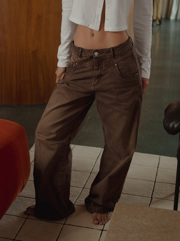 DOUBLE WAISTBAND JEAN - ESPRESSO