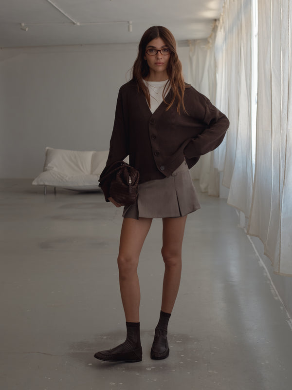 EASE KNIT CARDIGAN - BROWN