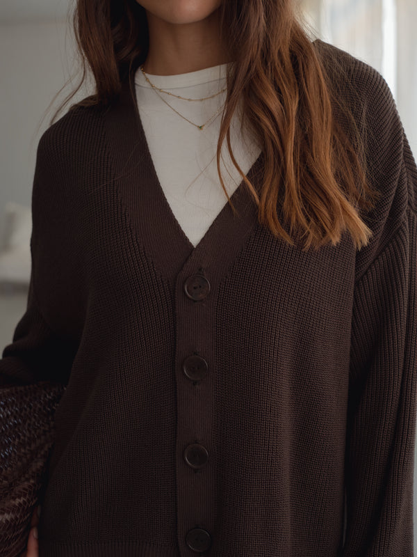 EASE KNIT CARDIGAN - BROWN