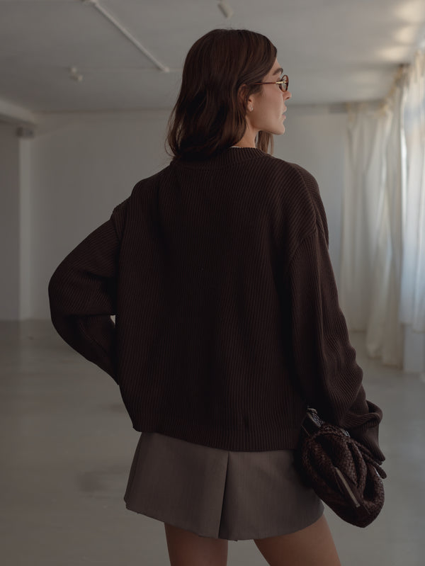 EASE KNIT CARDIGAN - BROWN