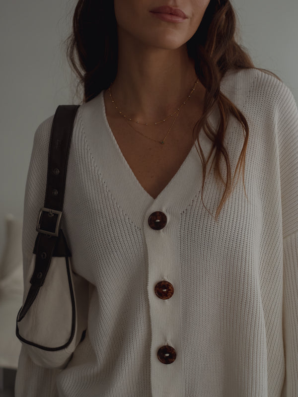 EASE KNIT CARDIGAN - SOFT WHITE