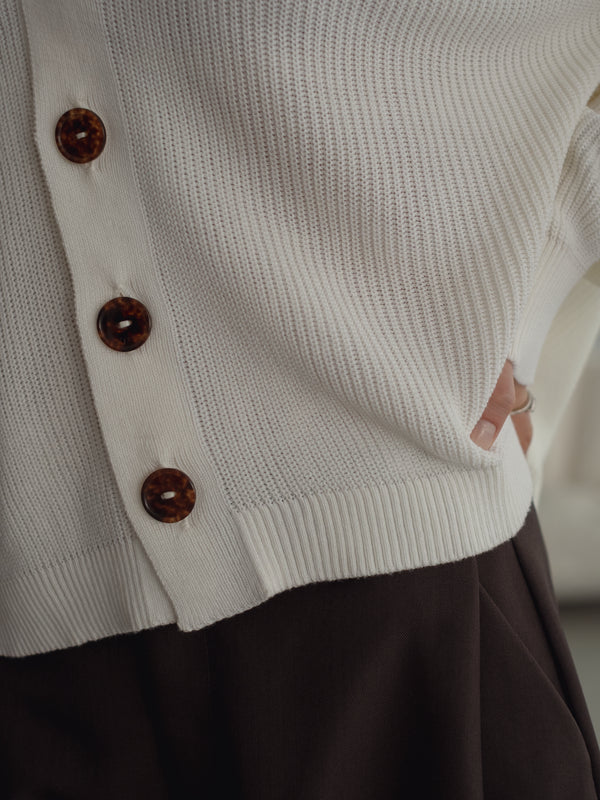 EASE KNIT CARDIGAN - SOFT WHITE