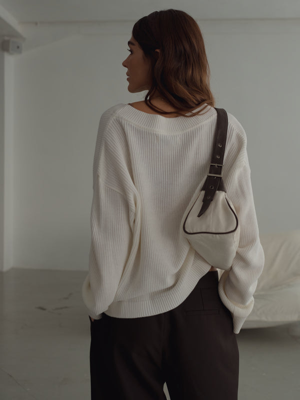EASE KNIT CARDIGAN - SOFT WHITE