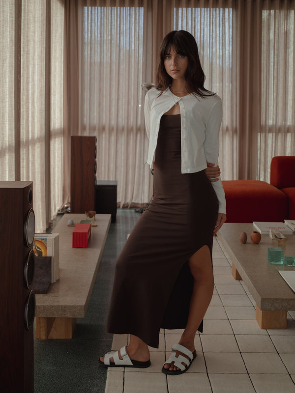 ESSENTIAL LONG DRESS - ESPRESSO