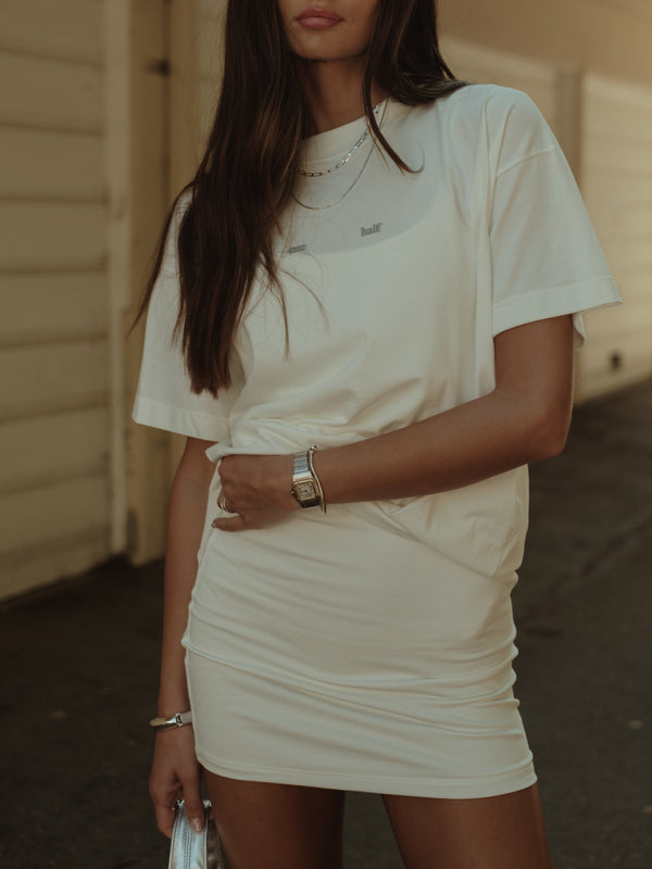 ESSENTIAL MINI DRESS - SOFT WHITE