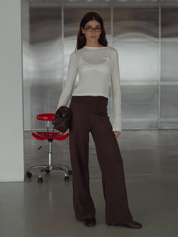 FOLD LOUNGE KNIT PANT - BROWN