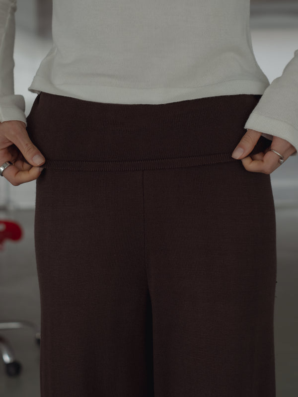 FOLD LOUNGE KNIT PANT - BROWN