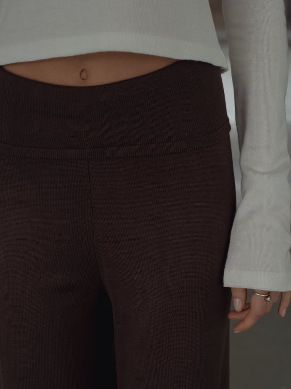 FOLD LOUNGE KNIT PANT - BROWN