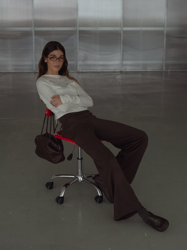 FOLD LOUNGE KNIT PANT - BROWN