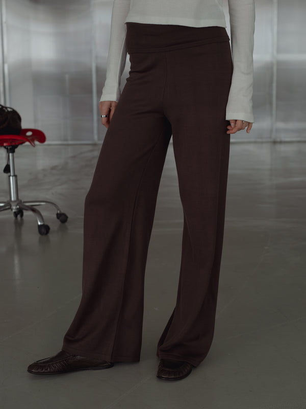 FOLD LOUNGE KNIT PANT - BROWN
