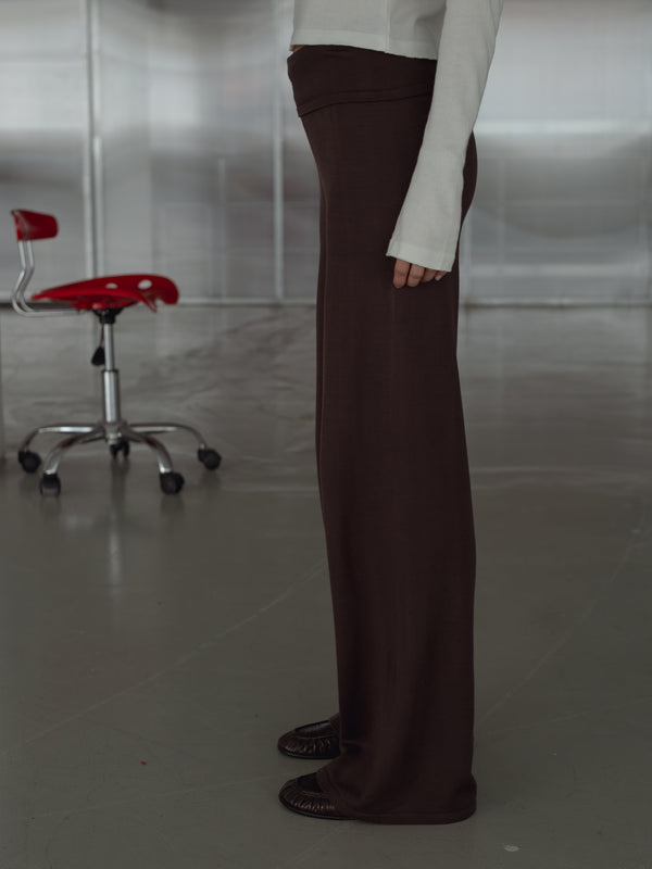 FOLD LOUNGE KNIT PANT - BROWN