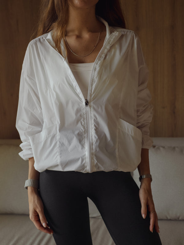 FUNNEL INVISIBLE NECK JACKET - WHITE