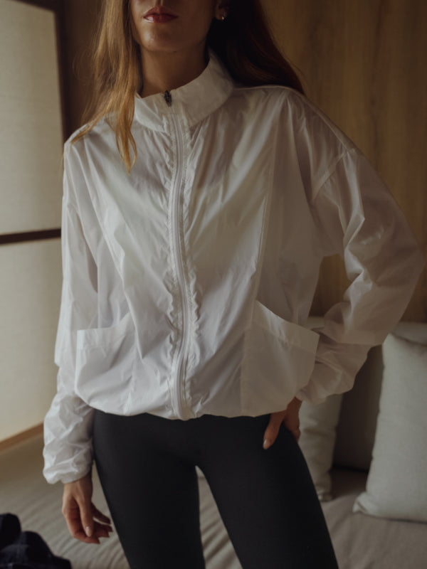 FUNNEL INVISIBLE NECK JACKET - WHITE