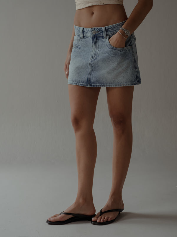 INDIGO MINI SKIRT - OLD LIGHT BLUE