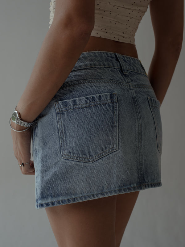 INDIGO MINI SKIRT - OLD LIGHT BLUE