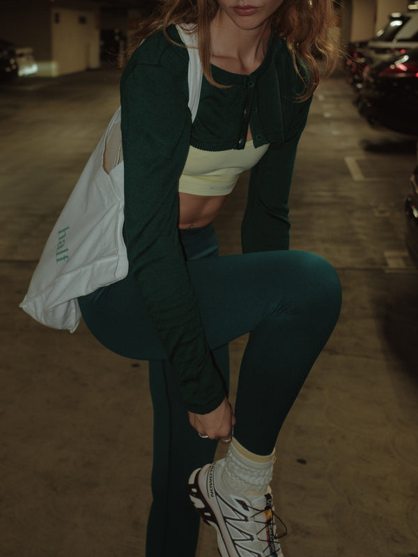 KNIT MINI CARDIGAN - PINE GREEN