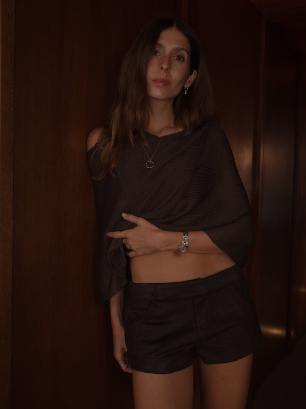 KNIT PONCHO - ESPRESSO