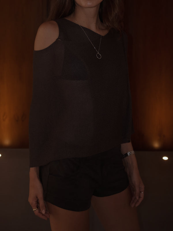 KNIT PONCHO - ESPRESSO