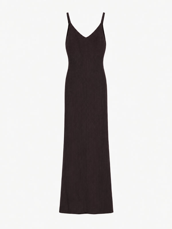 LINES LONG KNIT DRESS - BROWN