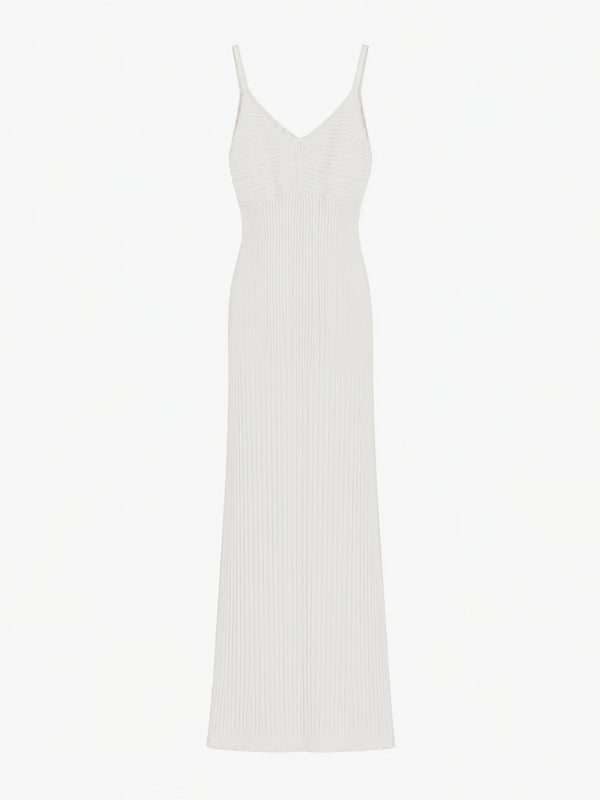 LINES LONG KNIT DRESS - WHITE AURA