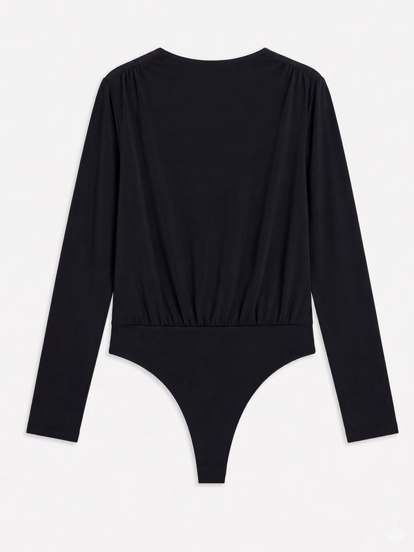 LONG SLEEVE FLOWY BODY - BLACK