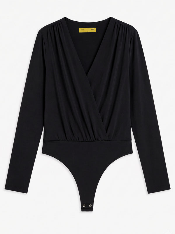 LONG SLEEVE FLOWY BODY - BLACK