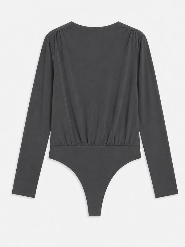 LONG SLEEVE FLOWY BODY - DARK GRAY