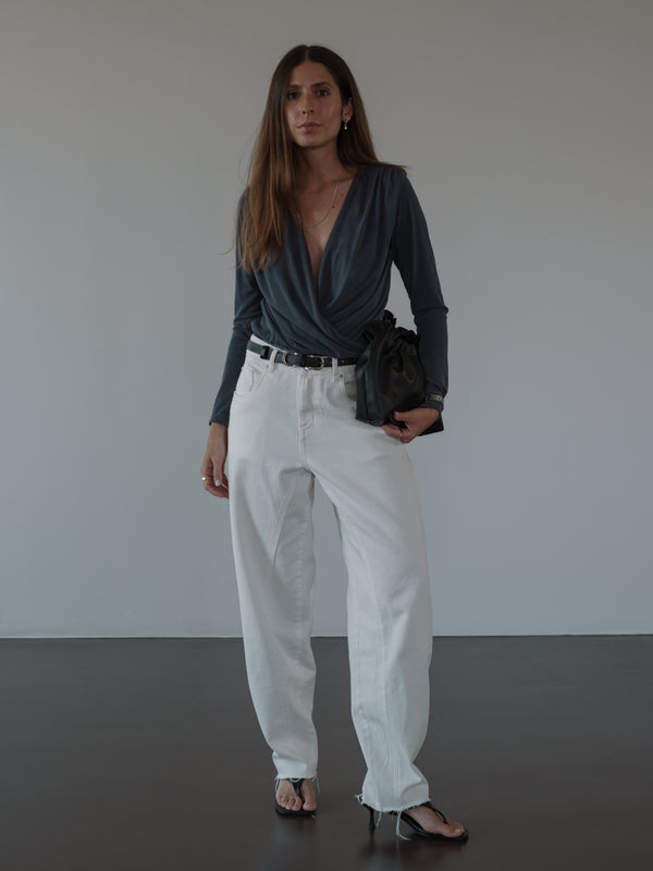 LONG SLEEVE FLOWY BODY - DARK GRAY