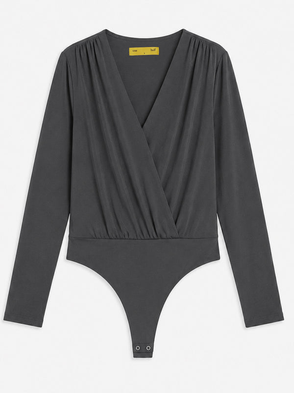 LONG SLEEVE FLOWY BODY - DARK GRAY