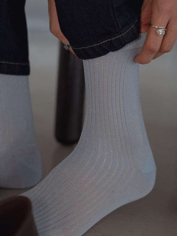 MESH SHINY SOCKS - BABY BLUE
