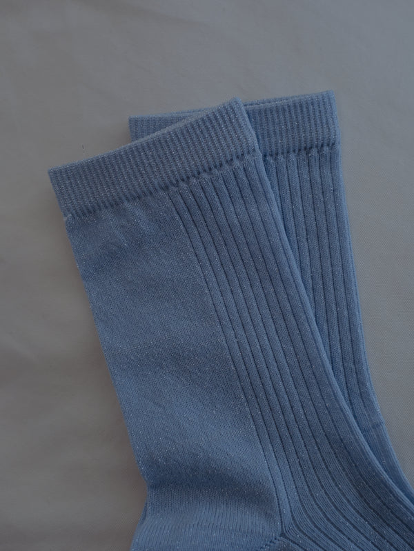 MESH SHINY SOCKS - BABY BLUE