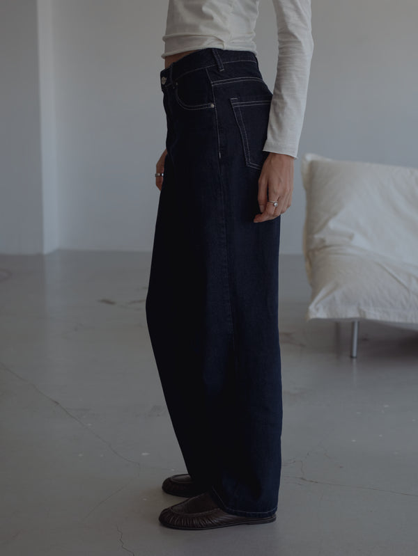 MID-WIDE LEG JEAN -BLACKENED INDIGO