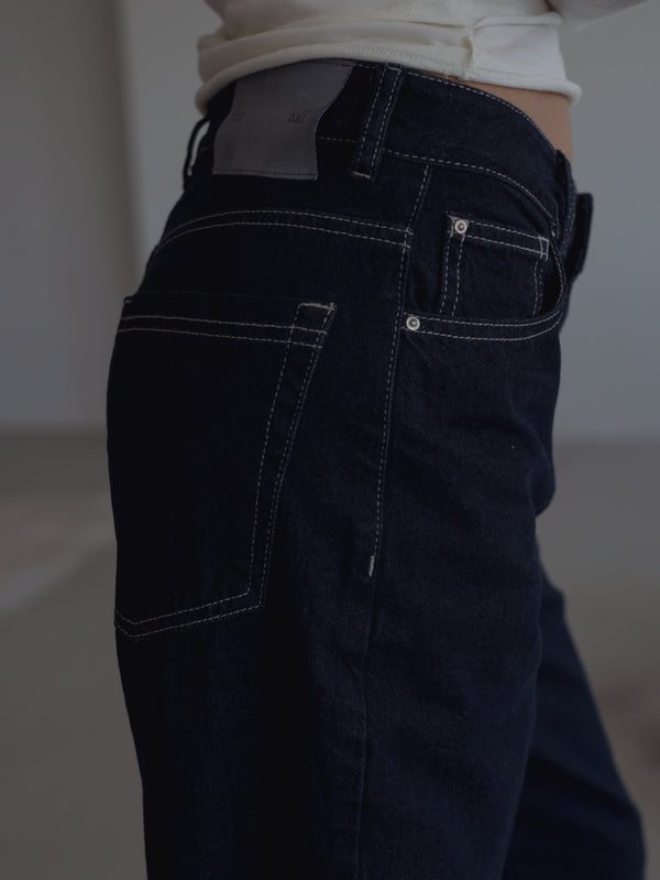 MID-WIDE LEG JEAN -BLACKENED INDIGO