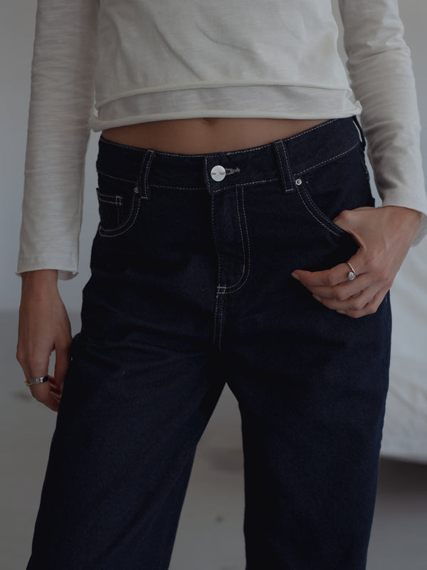 MID-WIDE LEG JEAN -BLACKENED INDIGO