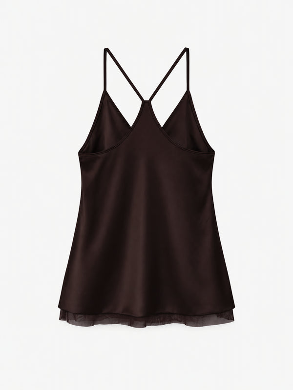 MINI SLIP DRESS - BROWN