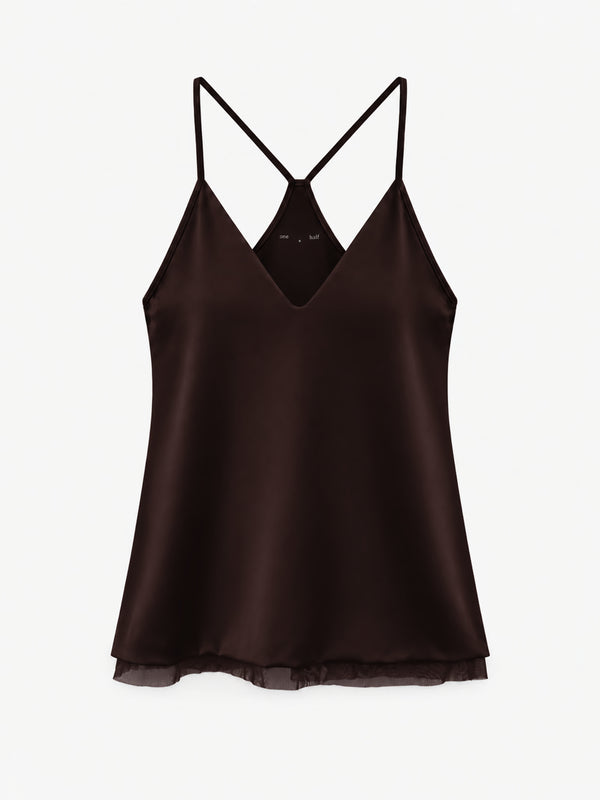 MINI SLIP DRESS - BROWN