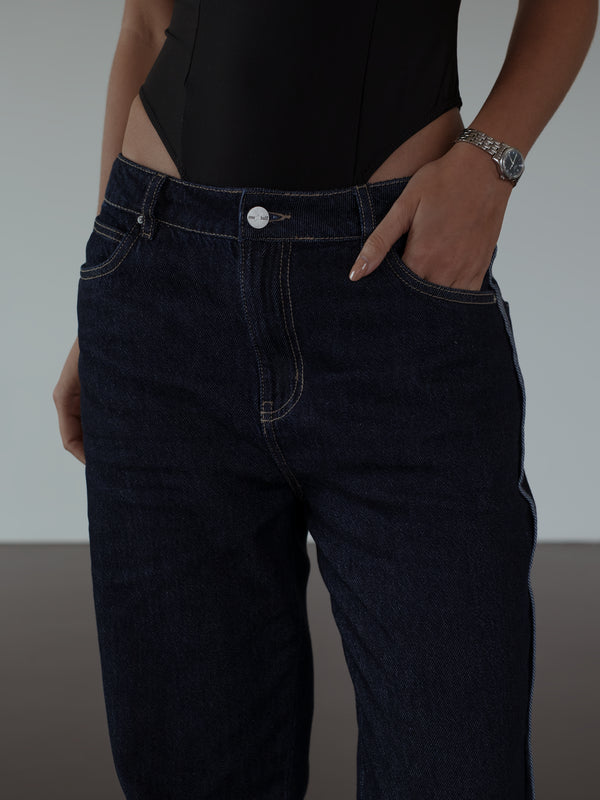 NICOLE STRAIGHT JEAN - DARK INDIGO BLUE