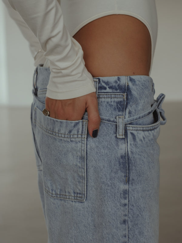 NO WAIST STRAIGHT JEAN - OLD LIGHT BLUE
