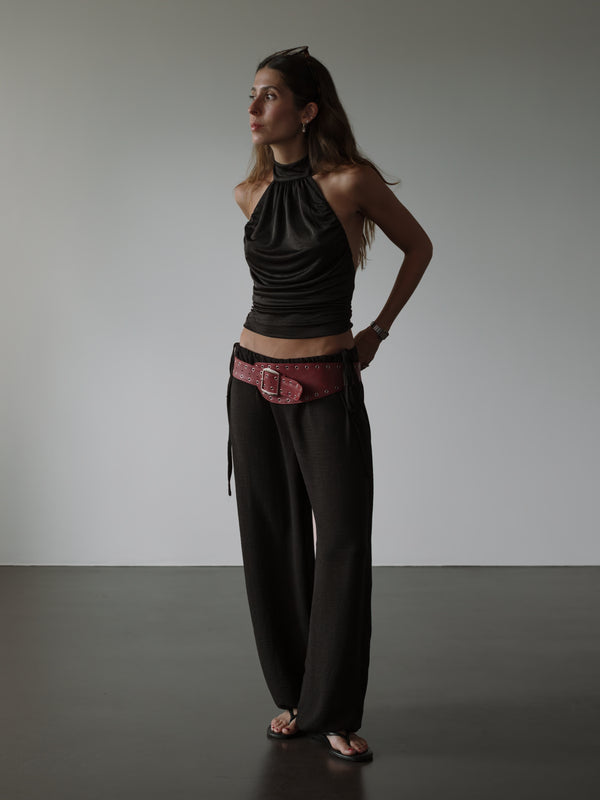 OFFSET ASYMMETRIC BELT - RED WINE