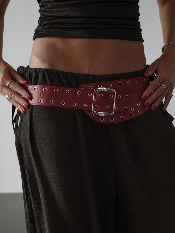 OFFSET ASYMMETRIC BELT - RED WINE