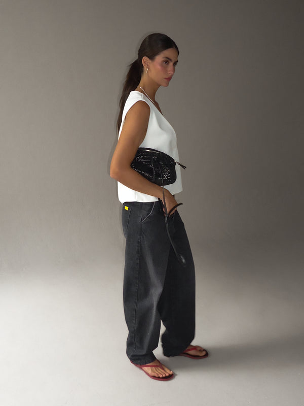 ONE BUTTON LONG VEST - SOFT WHITE
