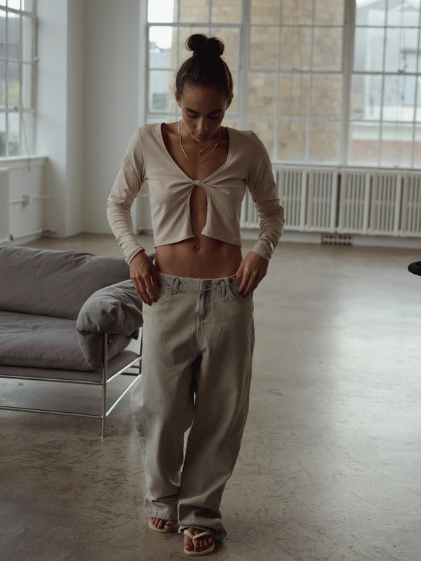 OPEN TWIST TOP - TAUPE