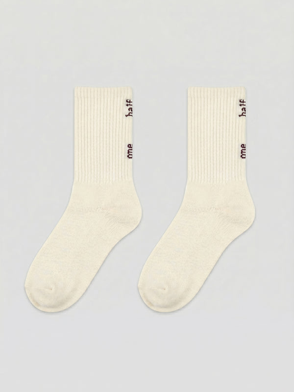 OUTLINE RIB SOCKS - CREAMY & RED