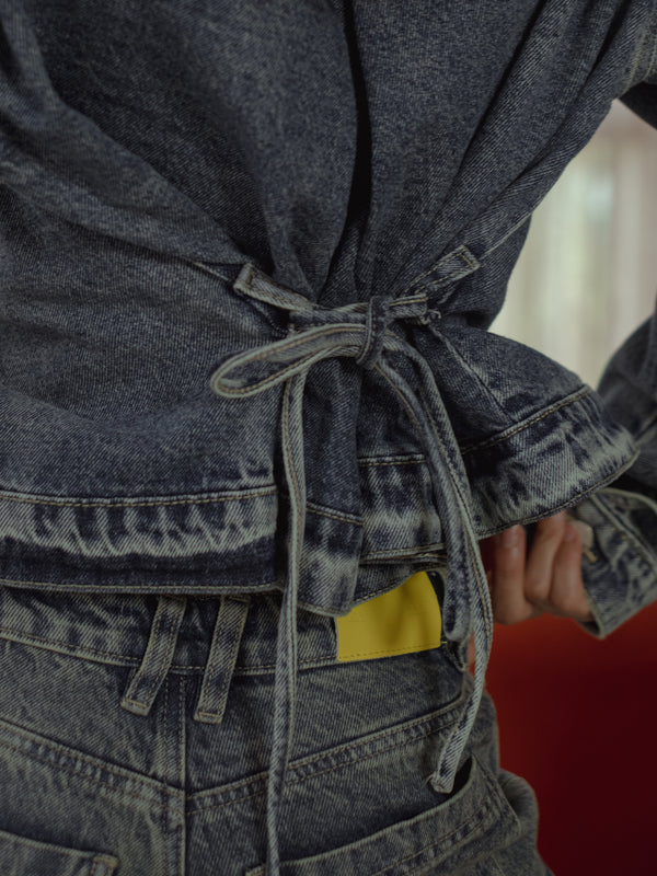 OVERLAY DENIM JACKET - CLASSIC BLUE