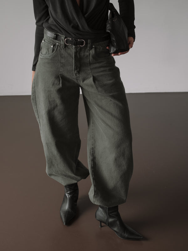 OVERSIZED BAGGY JEAN - OLIVE