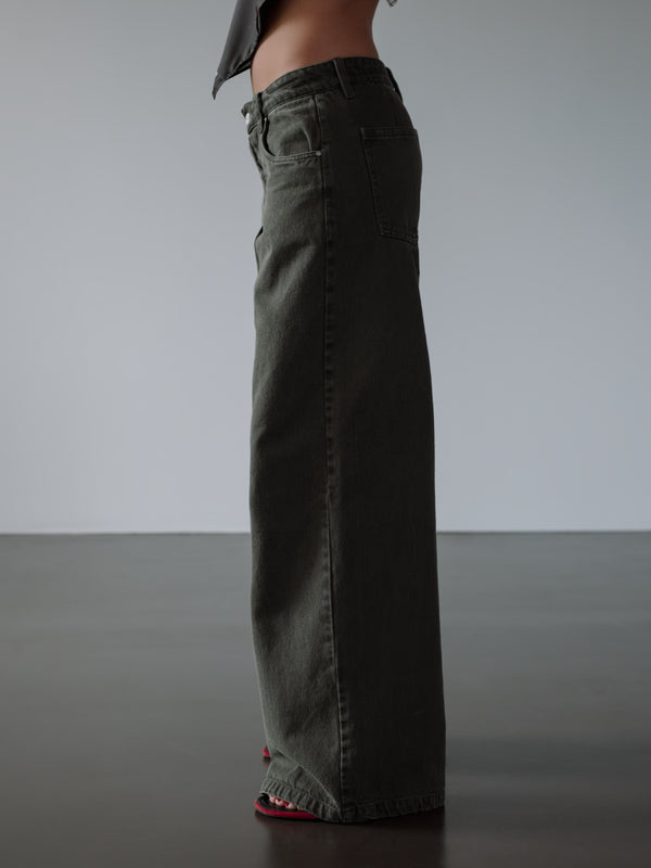 OVERSIZED BAGGY JEAN - OLIVE