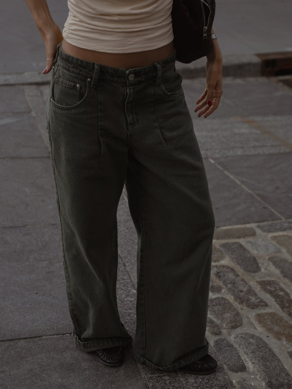 OVERSIZED BAGGY JEAN - OLIVE
