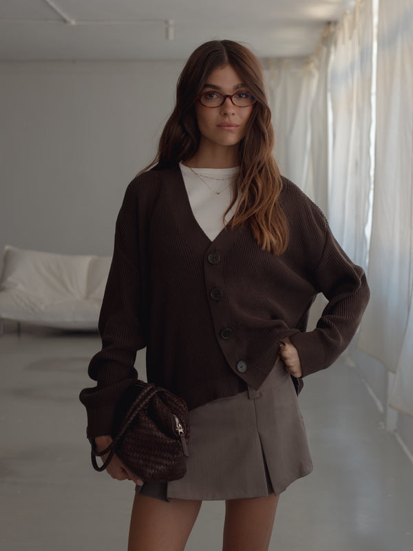 PLEATS MINI SKIRT - TAUPE